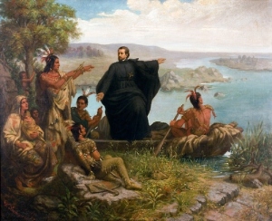 Wilhelm Lamprecht (Bavarian, 1838-1901) Pere Marquette and the Indians, 1869. Photo from LUMA Tumblr.